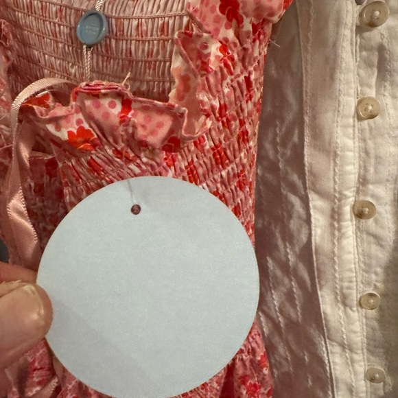 Hill House Pink & Red Mini Dress with Patterned Tie Straps - Picture 12 of 13